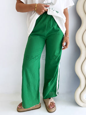 By Frankie / Linen Racer Pant - Green