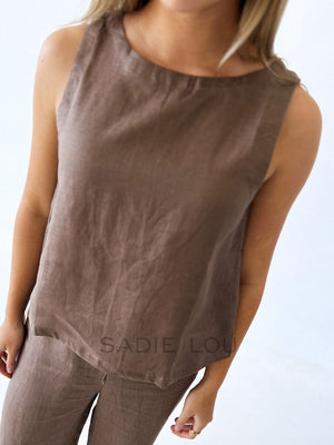 Luxe Linen Top  - Choc