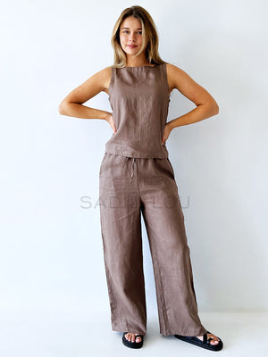 Luxe Linen Top  - Choc