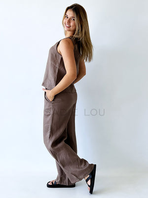 Luxe Linen Top  - Choc