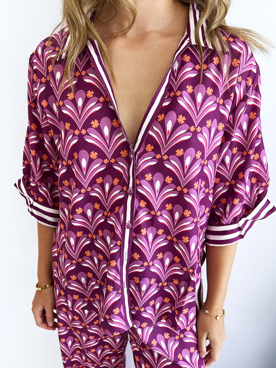 Zella The Label / Claude Shirt - Bloom Plum Print