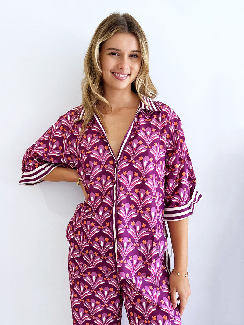 Zella The Label / Claude Shirt - Bloom Plum Print