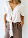 Cascade Tie Top - White