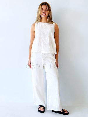 Luxe Linen Pant  - White