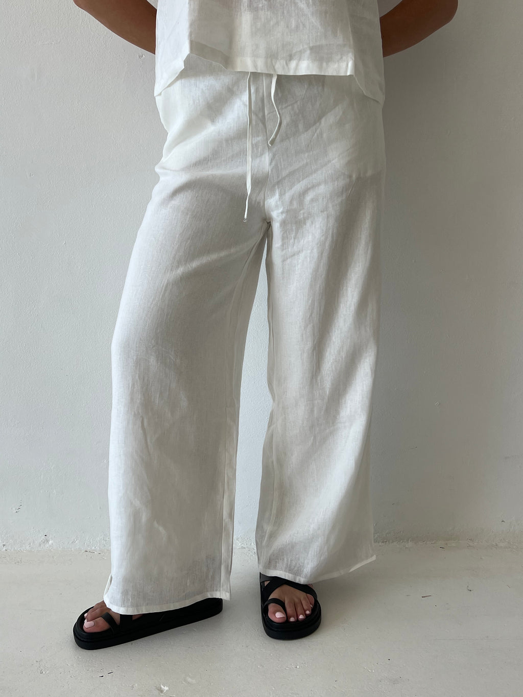 Luxe Linen Pant  - White