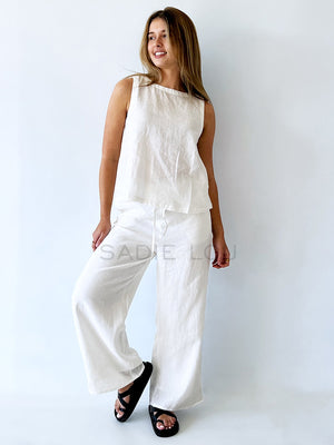 Luxe Linen Pant  - White