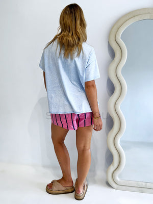 By Frankie / Blanca Shorts - Pink & Navy Stripe