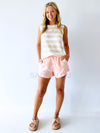 Little Lies / Spring Tank - Beige/White Stripe