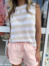 Little Lies / Spring Tank - Beige/White Stripe