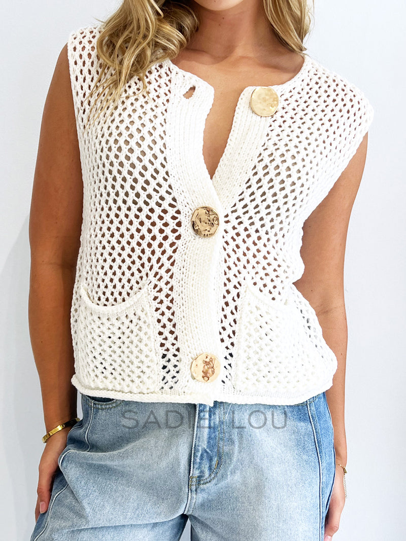 Nova Knit Vest - White