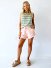 Little Lies / Spring Tank - Teal/Pink Stripe