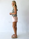 Little Lies / Spring Tank - Teal/Pink Stripe