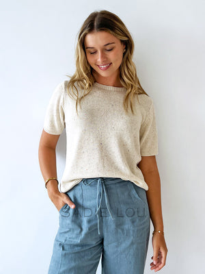 Little Lies / Speckled Spring Knit Tee - Oat