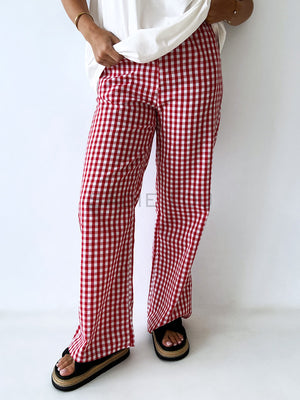 By Frankie / Amalfi Pant - Red and White Gingham