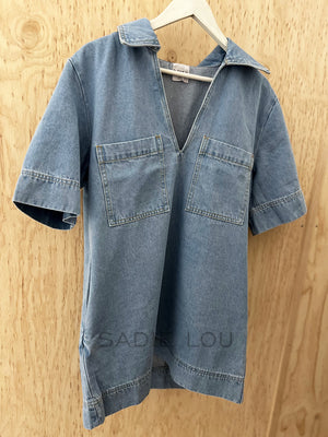 By Frankie / Holiday Denim Dress  - Light Wash