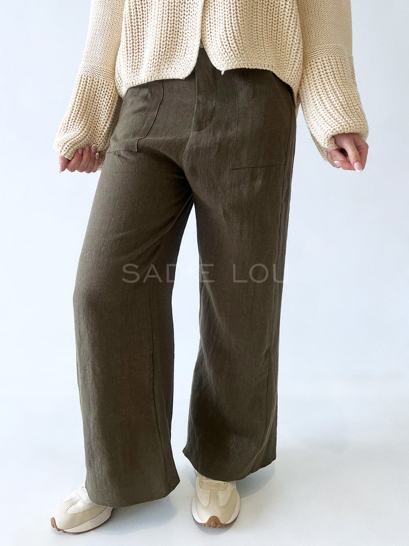 Little Lies / Jude Linen Pant - Khaki