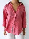 Little Lies / Linen Boyfriend Shirt - Pink