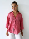 Little Lies / Linen Boyfriend Shirt - Pink