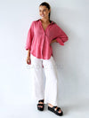 Little Lies / Linen Boyfriend Shirt - Pink