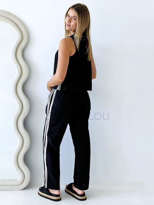 Cartel & Willow / Nora Pant - Black w/ White Stripe