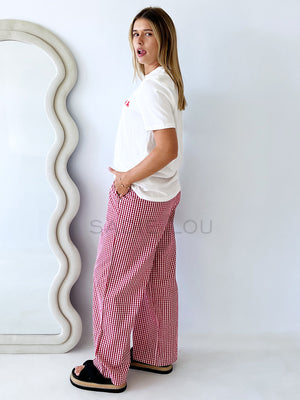 Ruby Gingham Pant - Red