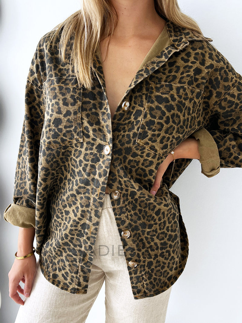 By Frankie / Emerson Denim Jacket - Dark Leopard