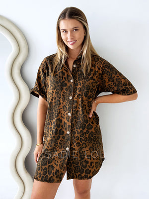 By Frankie / Harvey Denim Dress - Dark Leopard