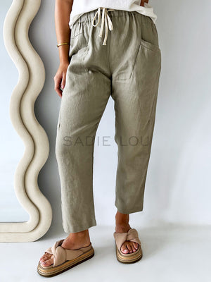 Little Lies / Luxe Linen Pant - Khaki