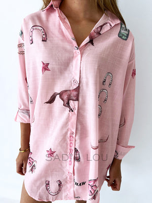 By Frankie / Yeeee Ha Shirt Dress - Pink