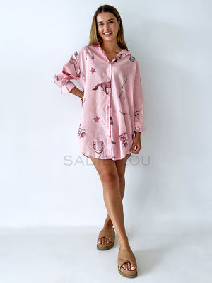 By Frankie / Yeeee Ha Shirt Dress - Pink