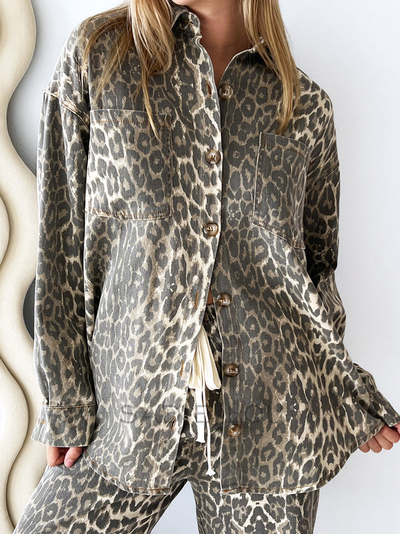 By Frankie / Emerson Denim Jacket - Light Leopard