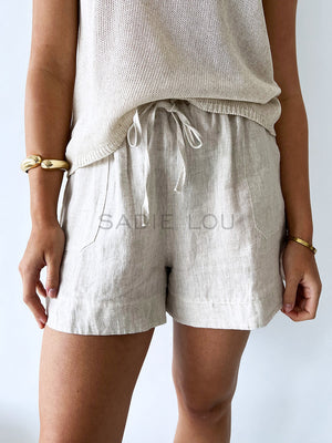 little Lies / Bronte Linen Shorts - Oatmeal