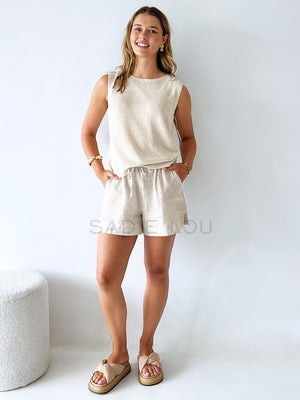 little Lies / Bronte Linen Shorts - Oatmeal