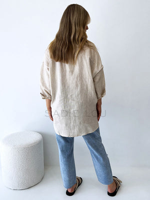 Little Lies // Linen Boyfriend Shirt - Oat