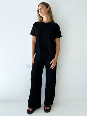 LITTLE LIES / LUNA KNIT PANT - BLACK