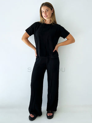 LITTLE LIES / LUNA KNIT PANT - BLACK