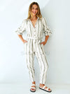 LITTLE LIES / SOPHIE STRIPE LINEN JUMPSUIT