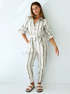 LITTLE LIES / SOPHIE STRIPE LINEN JUMPSUIT