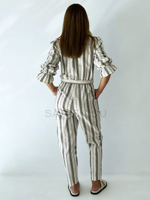 LITTLE LIES / SOPHIE STRIPE LINEN JUMPSUIT