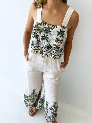 Waverly Jumpsuit - Palm Print