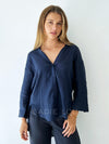 LITTLE LIES / Boyfriend Linen shirt - Navy