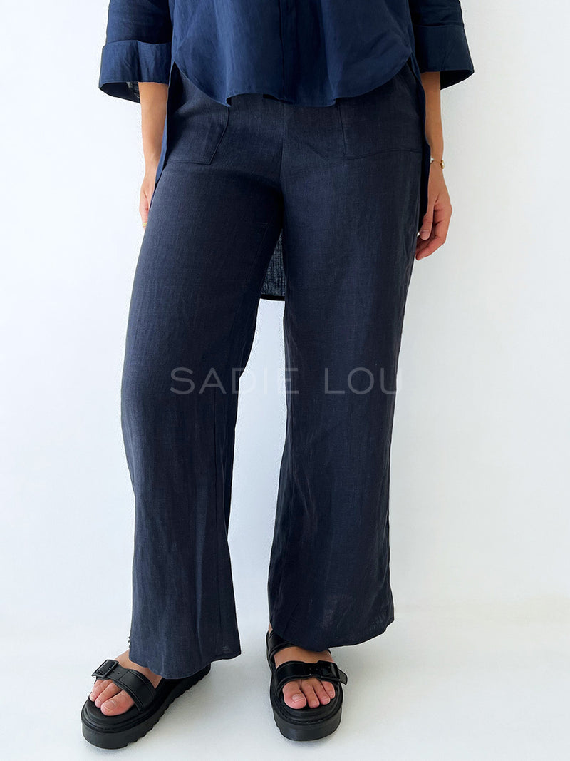 Little Lies / Jude Linen Pant - Navy