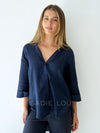 LITTLE LIES / Boyfriend Linen shirt - Navy