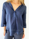 LITTLE LIES / Boyfriend Linen shirt - Navy