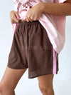 By Frankie /  Racer Shorts - Brown/Pink Stripe