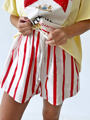 By Frankie / Amalfi Short - White/Red Stripe