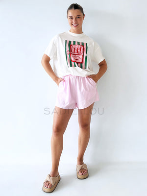 By Frankie / Blanca Shorts - Pink Pinstripe