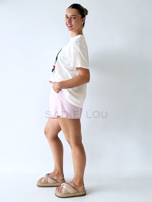 By Frankie / Blanca Shorts - Pink Pinstripe