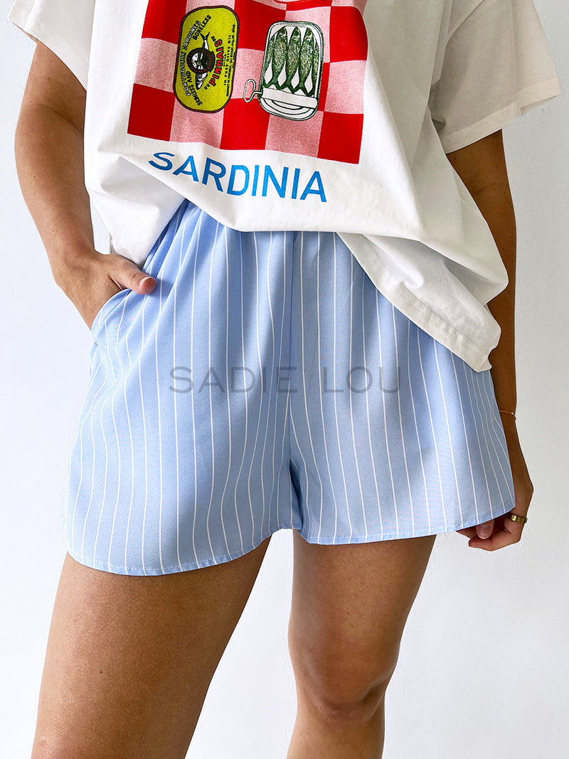 By Frankie / Blanca Shorts - Blue Pinstripe