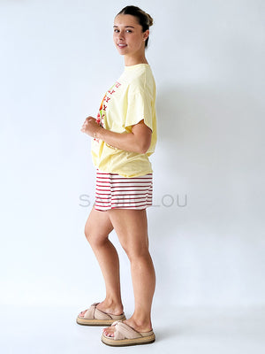 By Frankie / Blanca Shorts - Red/White Stripe Jersey